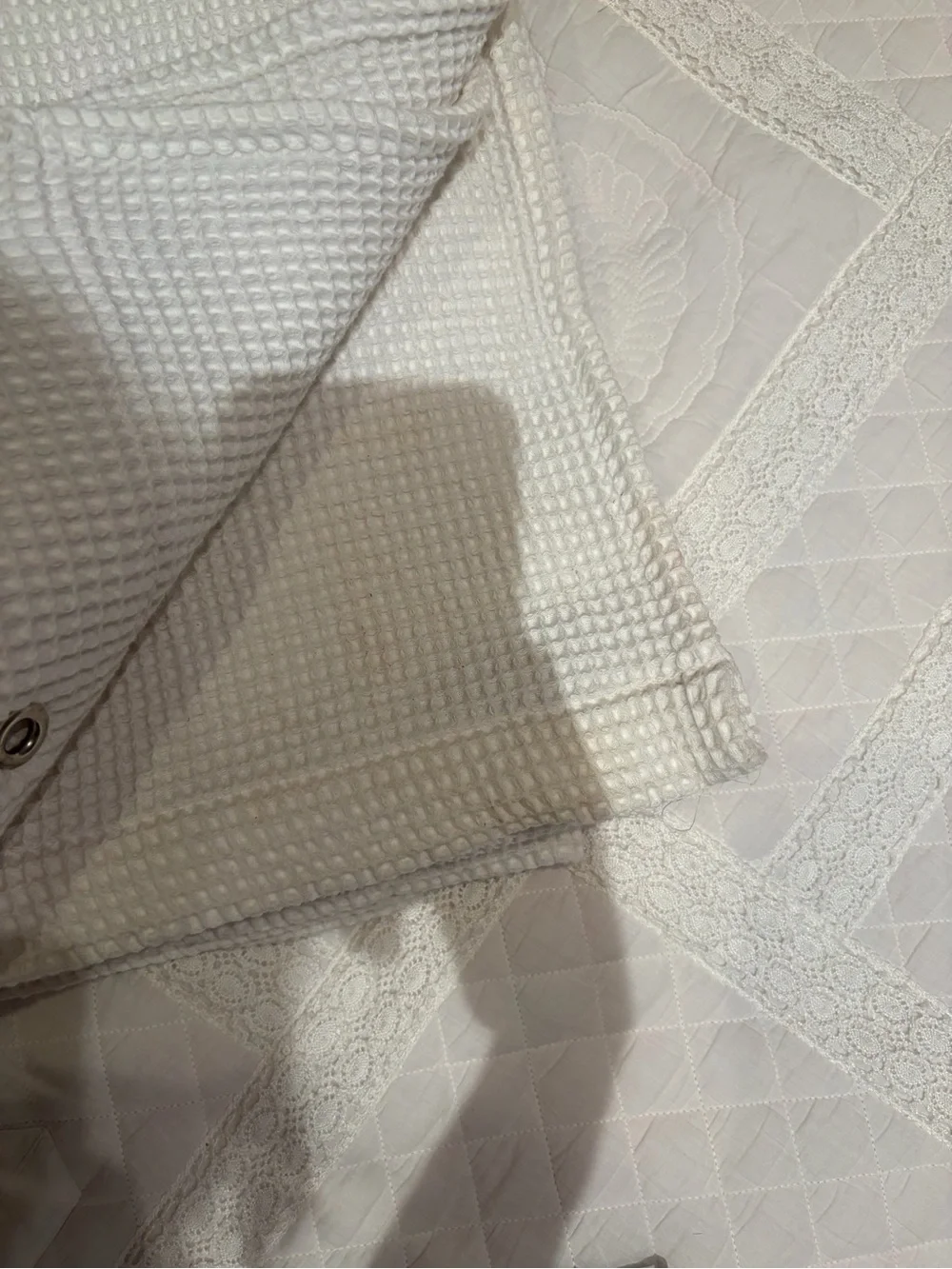Pottery Barn Waffle Weave Cotton Shower Curtain - White